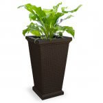 brown tall wicker planter